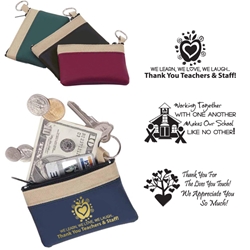 School Recognition Stock Design Safari Zip Purses Zip Purses, Safari, Colors, Cosmetic, Teachers, School, Staff, Gifts, Key Tag, Key Ring, Wallet, Bag, Coin, Pouch, Imprinted, Personalized, Promotional, with name on it, giveaway