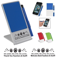 We Learn, We Love, We Laugh...Thank You (or Welcome Back) Teachers and Staff! Phone Stand With Stylus Pen Phone Stand With Stylus Pen, Caring, Phone Stand, with, Stylus Pen, Desk, Imprinted, teachers, gift, school staff, Personalized, Promotional, with name on it, giveaway, 